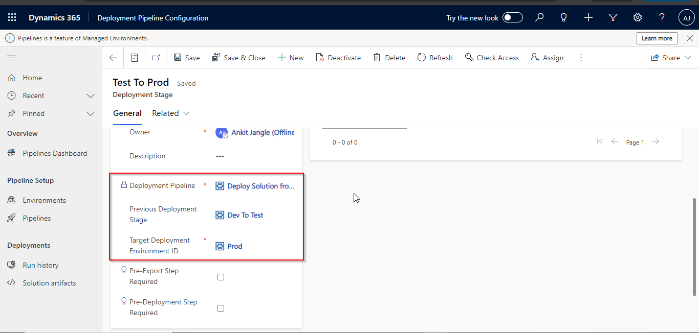Configure deployment Stage