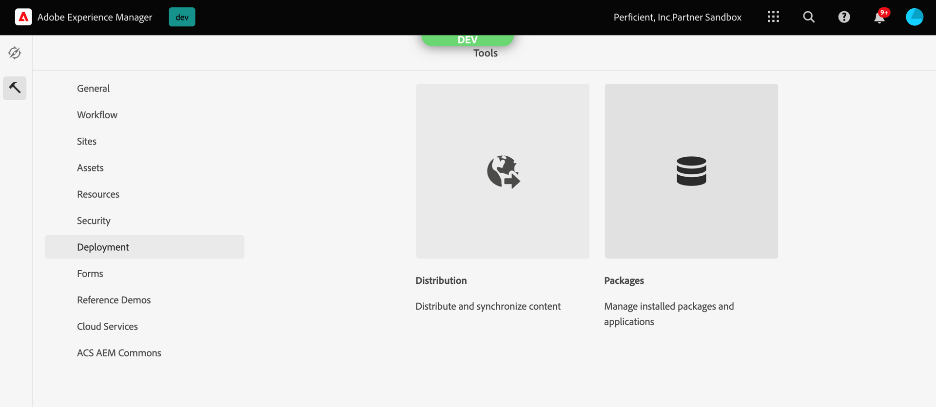 AEM Deployment Tab for Distribution