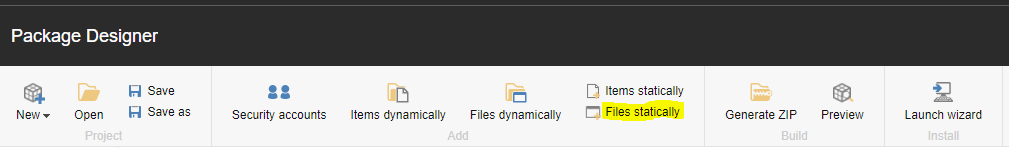 Sitecore Package Designer - Files Statically
