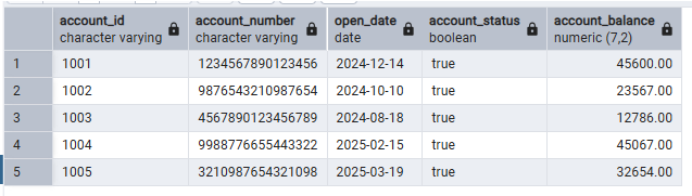 Accounts Table